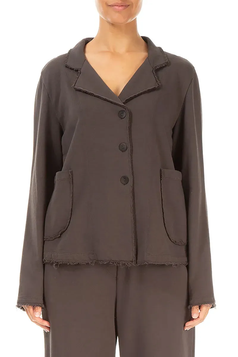 Erasable Stains Treatment Abrasion Resistant Surface Collar Forest Brown Cotton Jacket