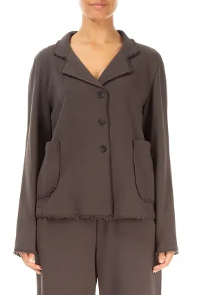 Erasable Stains Treatment Abrasion Resistant Surface Collar Forest Brown Cotton Jacket