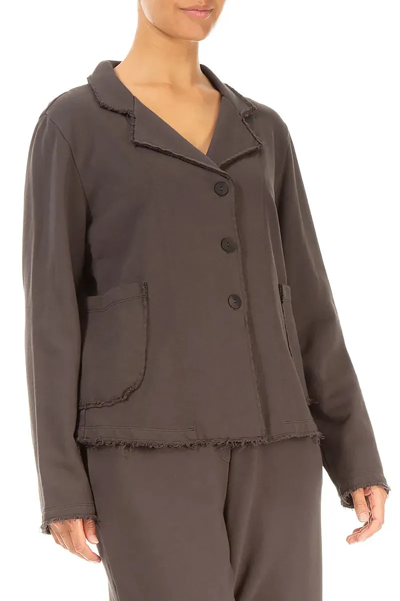 Collar Forest Brown Cotton Jacket Wrinkle Free Fabric