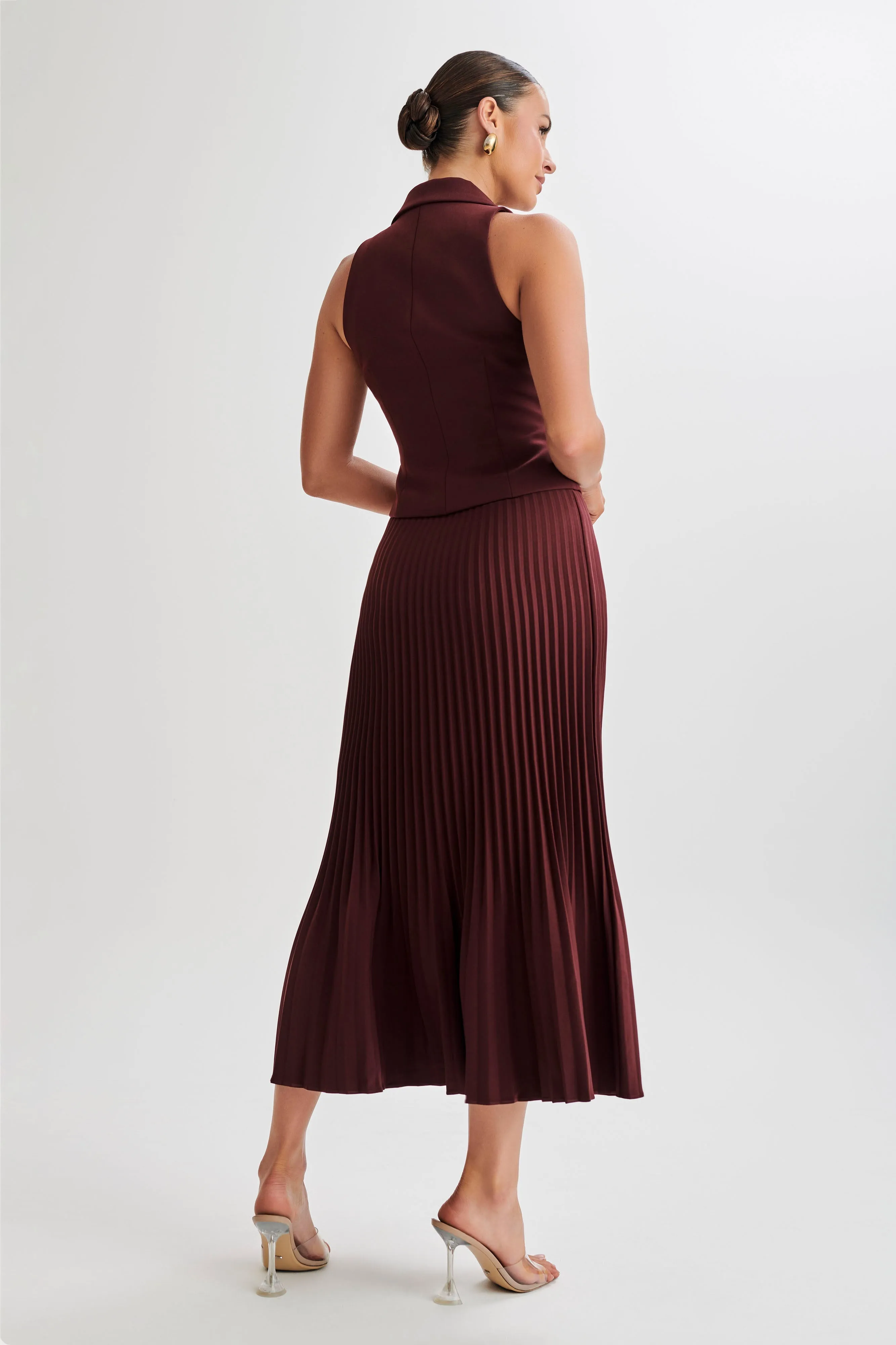 Mura Suiting Vest - Plum LightweightWeave