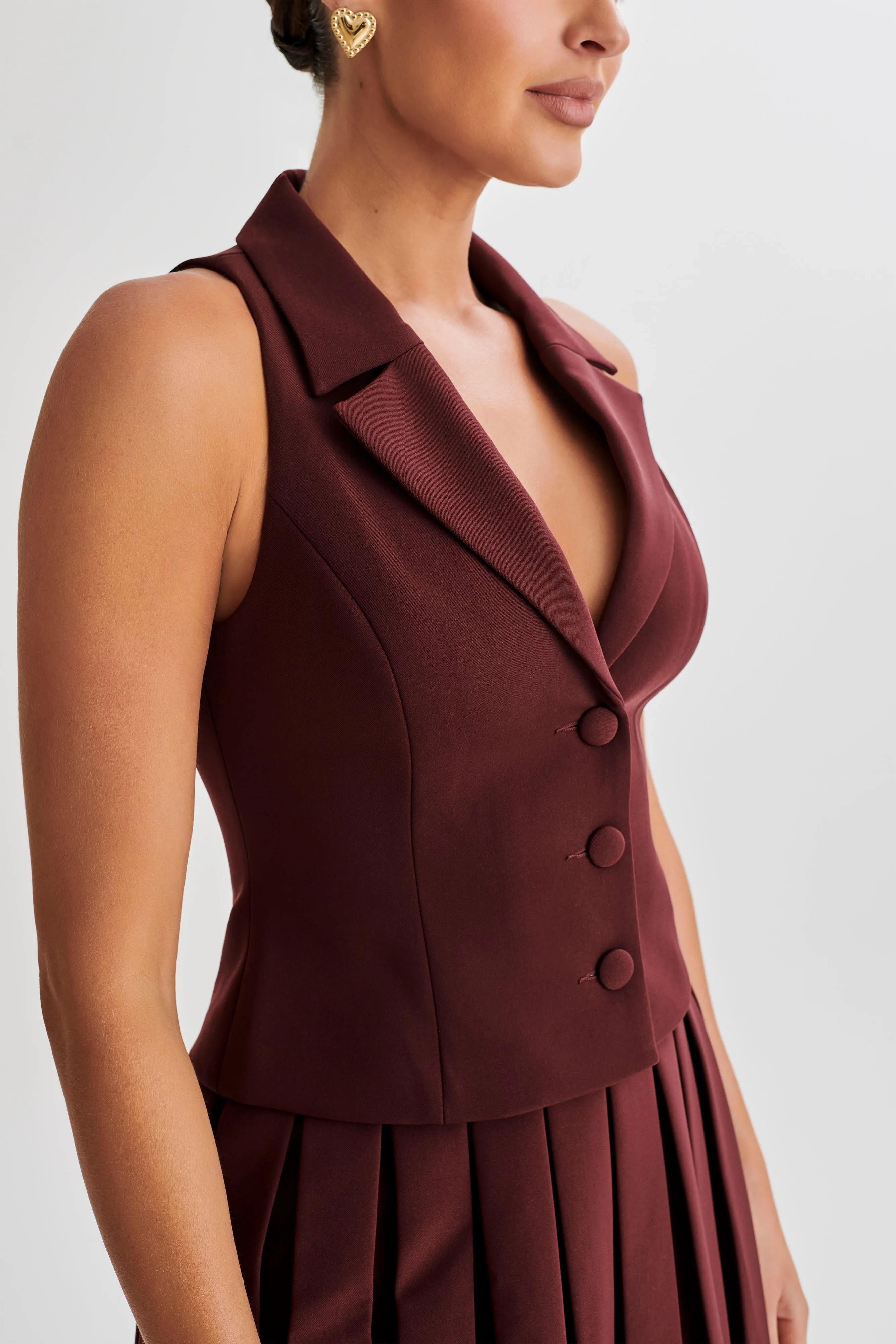 Mura Suiting Vest - Plum FoldableFeature Eco Friendly Dye