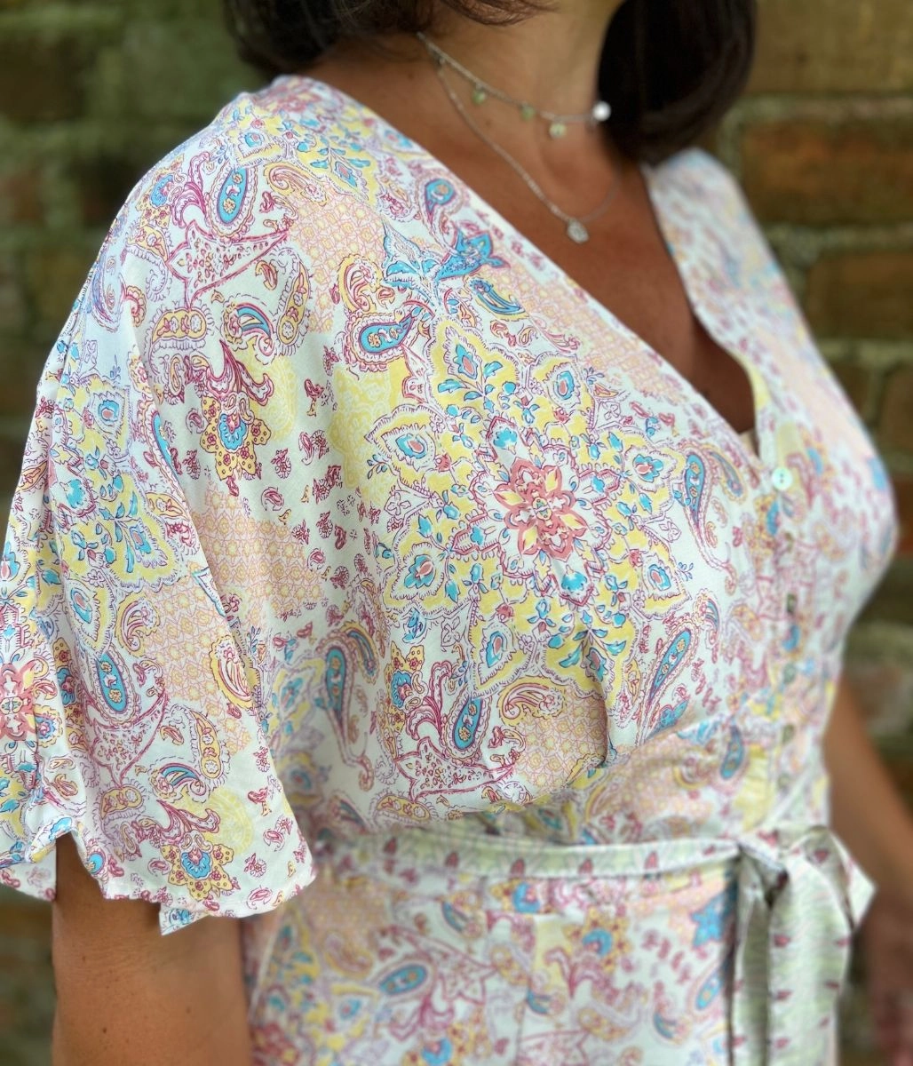 Floral Comfort Fresh Appeal Powder Pink Angel Sleeve Maxi Dress