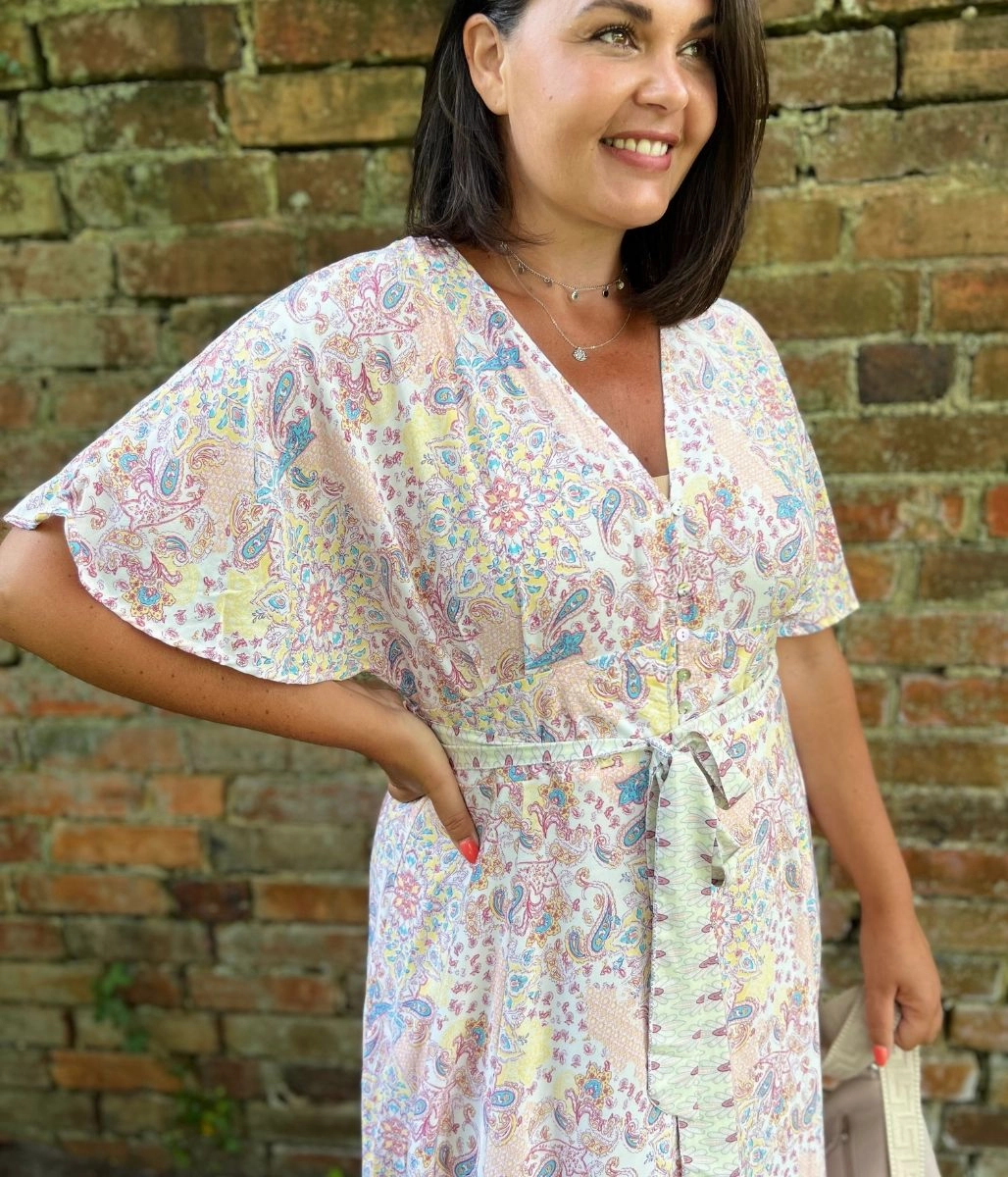 Minimal Mood Cozy Drape Powder Pink Angel Sleeve Maxi Dress