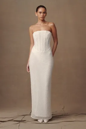 Tulle Flow Gemma Strapless Sequin Maxi Dress - White