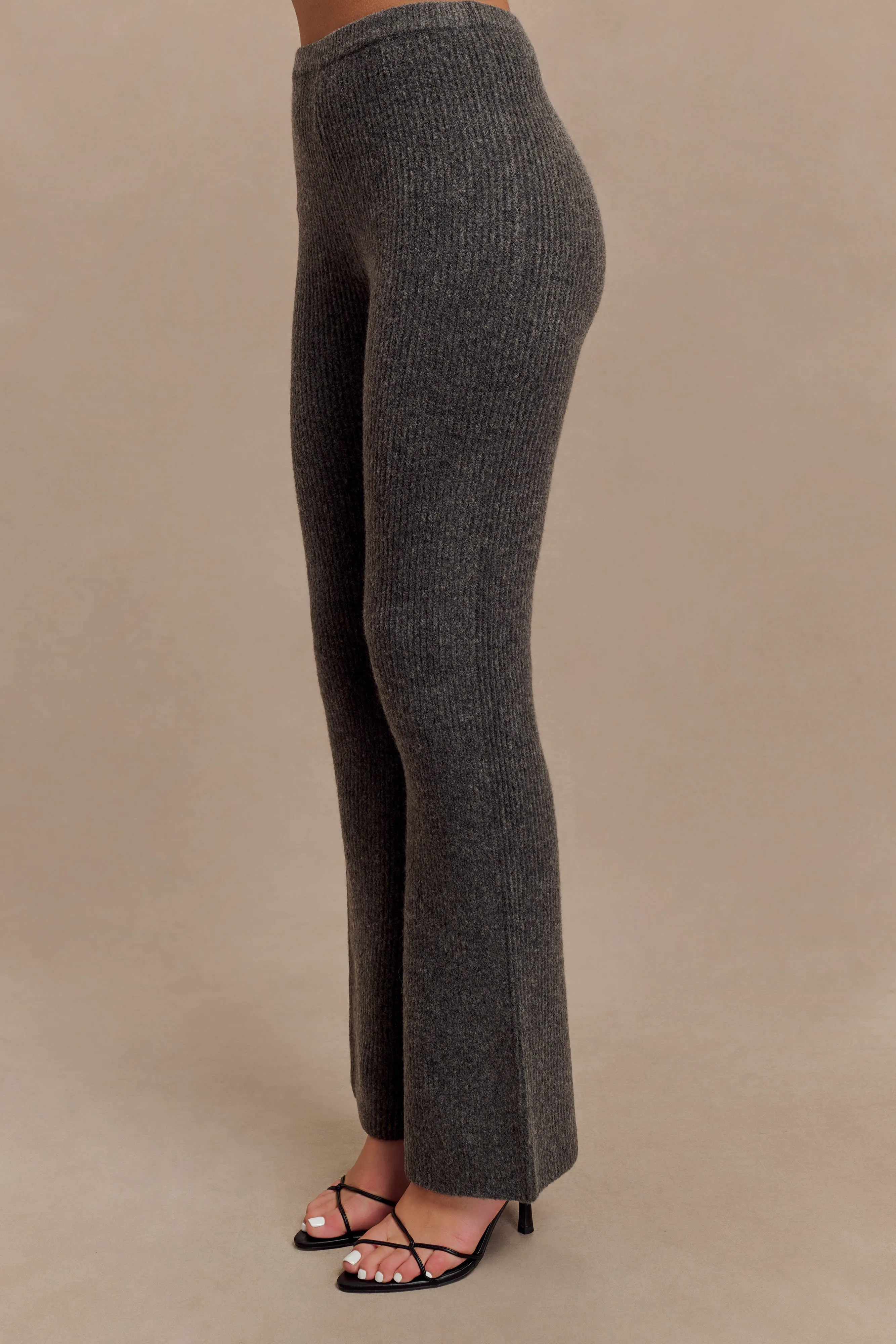 Workout-ready HighRiseWaist Shyann Straight Leg Knit Pant - Charcoal Marle