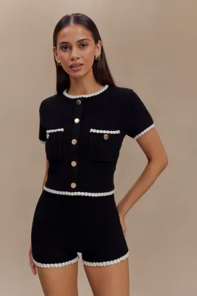 Saffron Contrast Knit Top - Black/White StretchFit Design