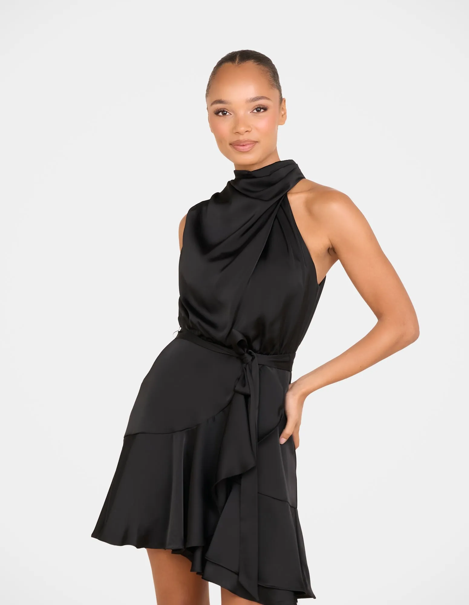 Relaxed Fit Look Relax Layers Bebe Cowl Neck Mini Dress