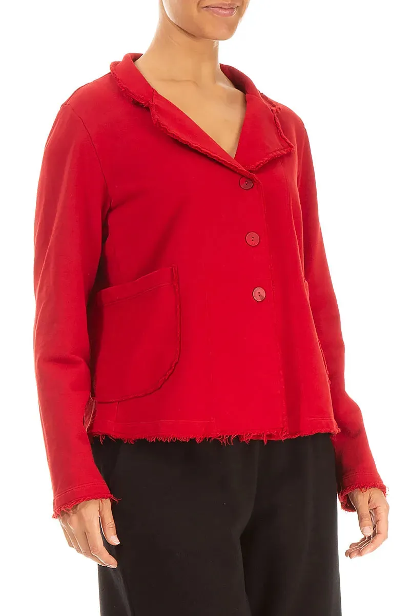 Abrasion resistant Collar Cherry Red Cotton Jacket