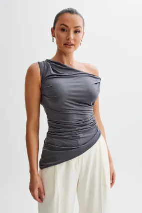 Prianyka Slinky Sleeveless Top - Charcoal Compression Gradient