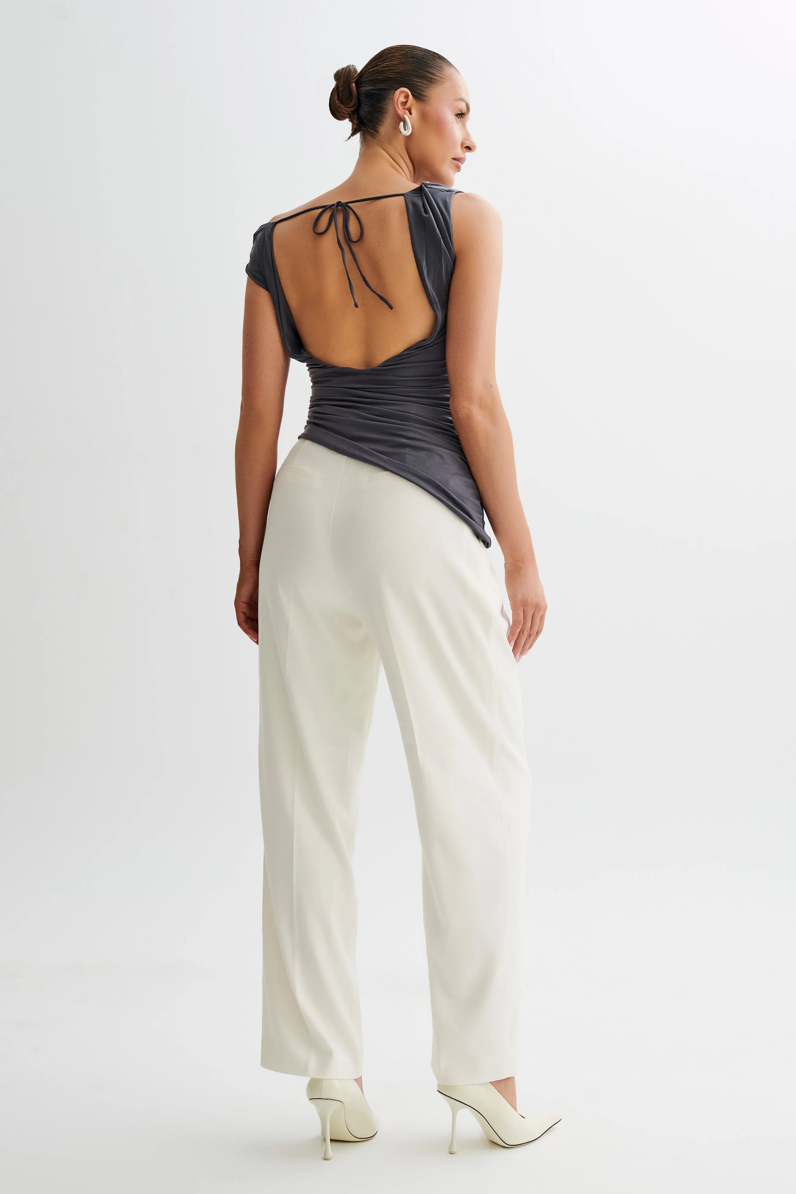 LightweightLayeredFabric Prianyka Slinky Sleeveless Top - Charcoal