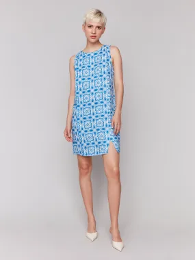 Printed Sleeveless Linen Blend Dress - Illusion AntiFrayEdging Classic Flow