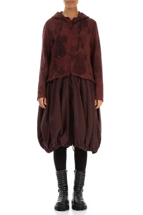 Ergonomic Silhouette Cozy Texture Hooded Merlot Alabaster Cotton Jacket Dress