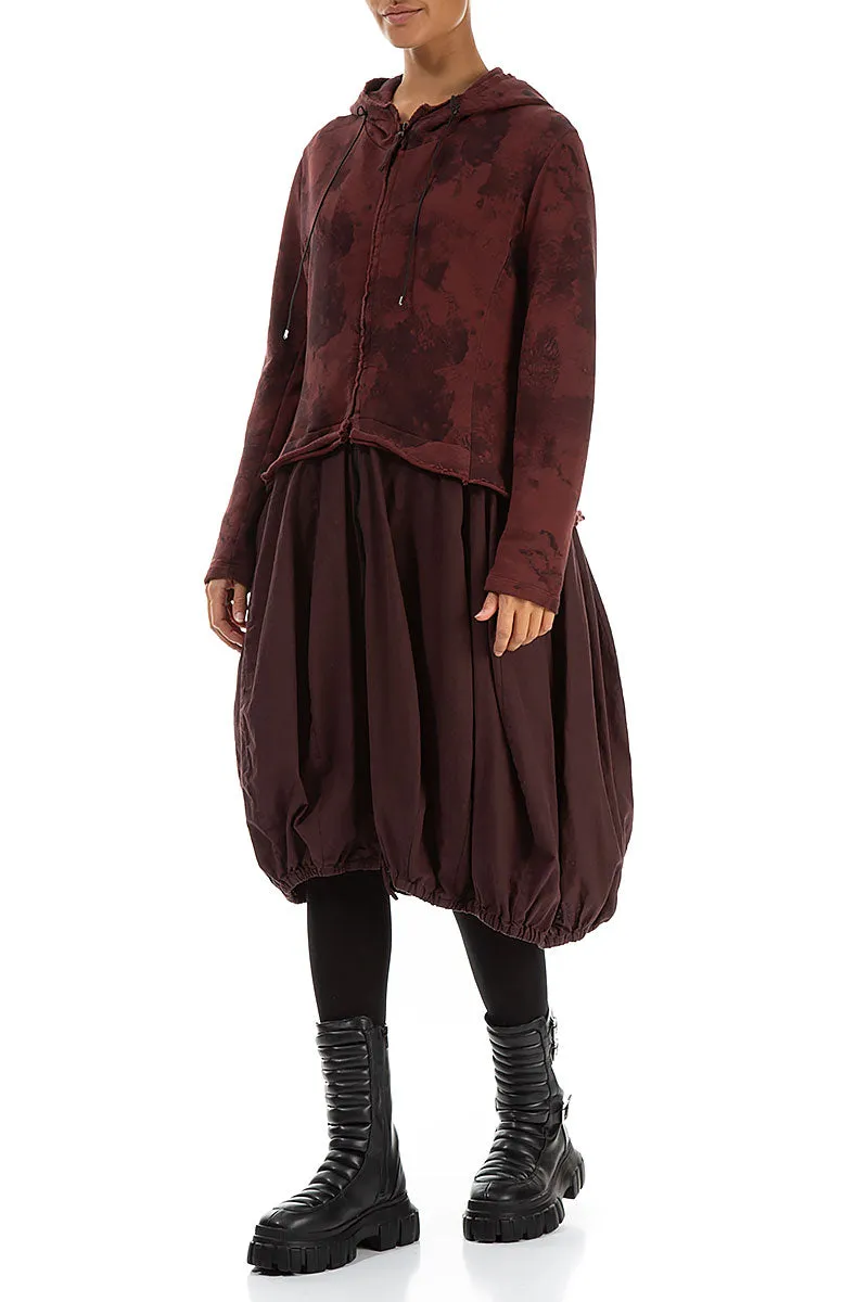 Hooded Merlot Alabaster Cotton Jacket Dress Quick Release Fasteners