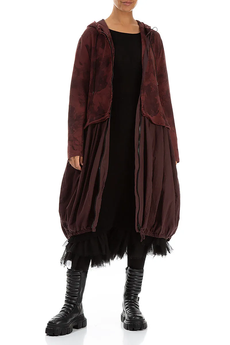 Daywear Staple Hooded Merlot Alabaster Cotton Jacket Dress