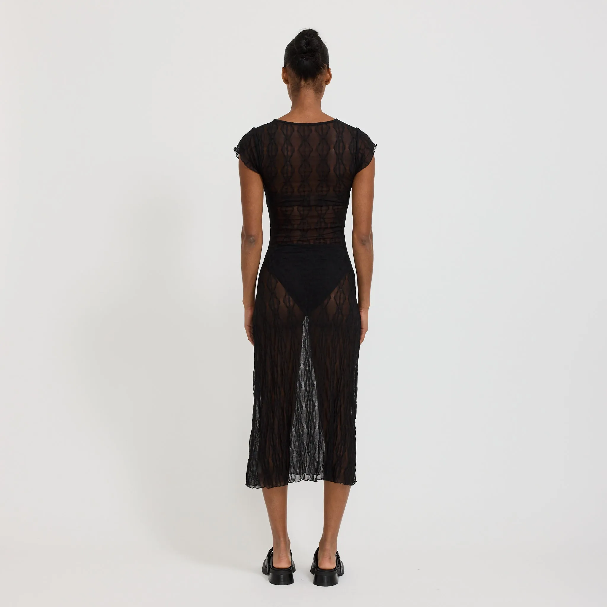 Mariposa Lace Midi Dress Night Solid-color Hand-Wash