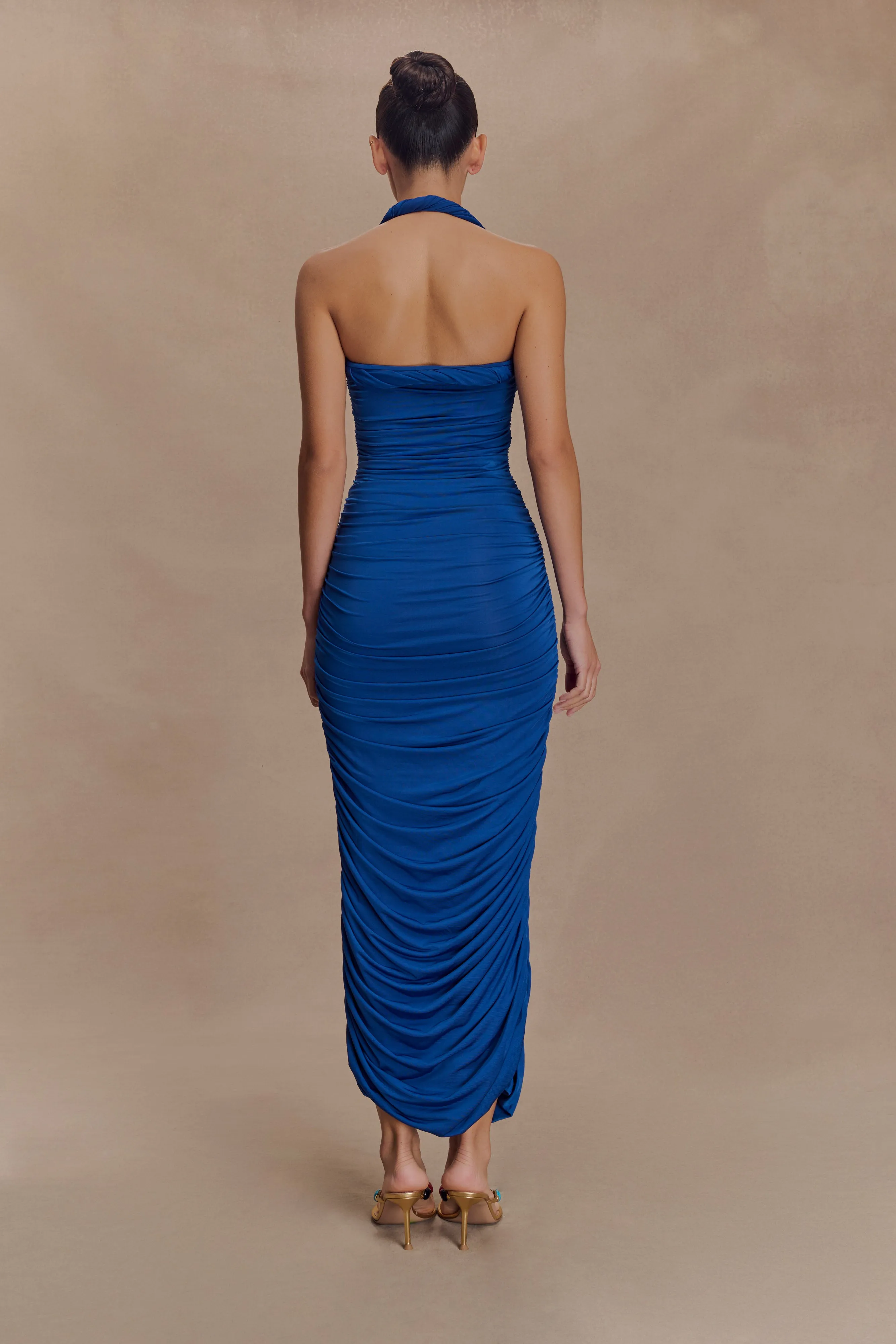 Camila Ruched Halter Midi Dress - Cobalt Timeless Wearable