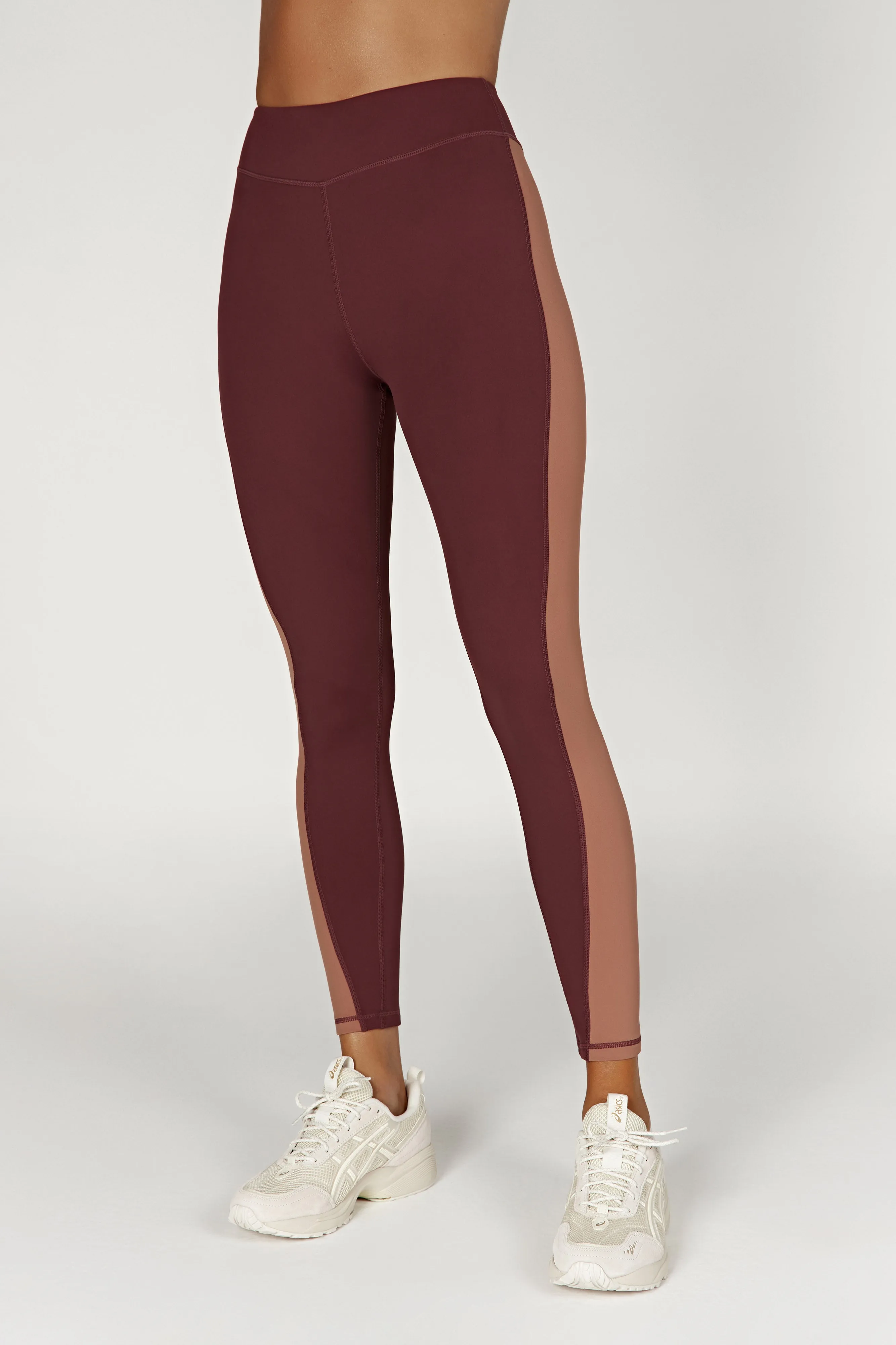RegularFit Libby Two Tone Panel Leggings - Mahogany/Tan