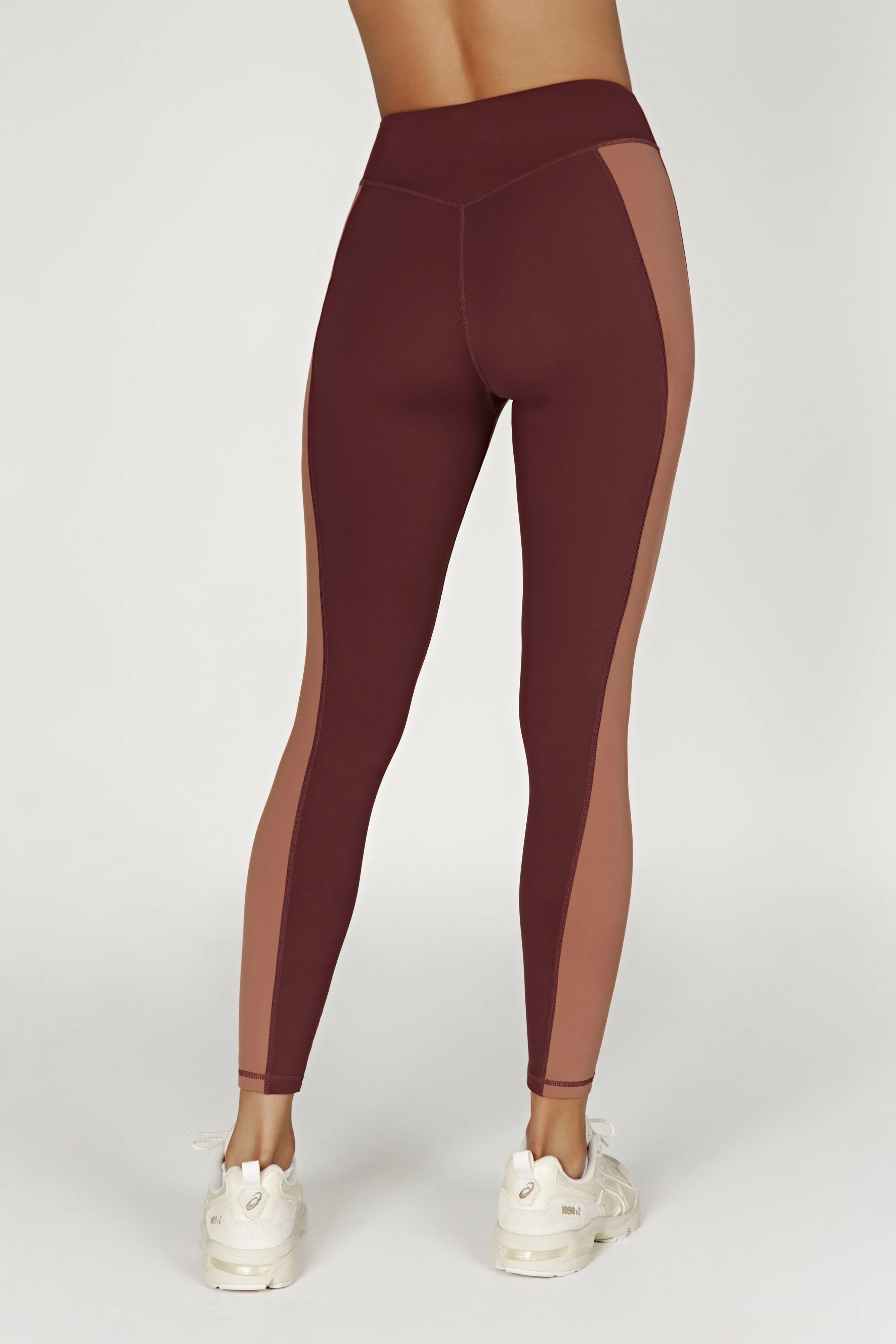 Urban Comfort Organic Cotton Blend Libby Two Tone Panel Leggings - Mahogany/Tan