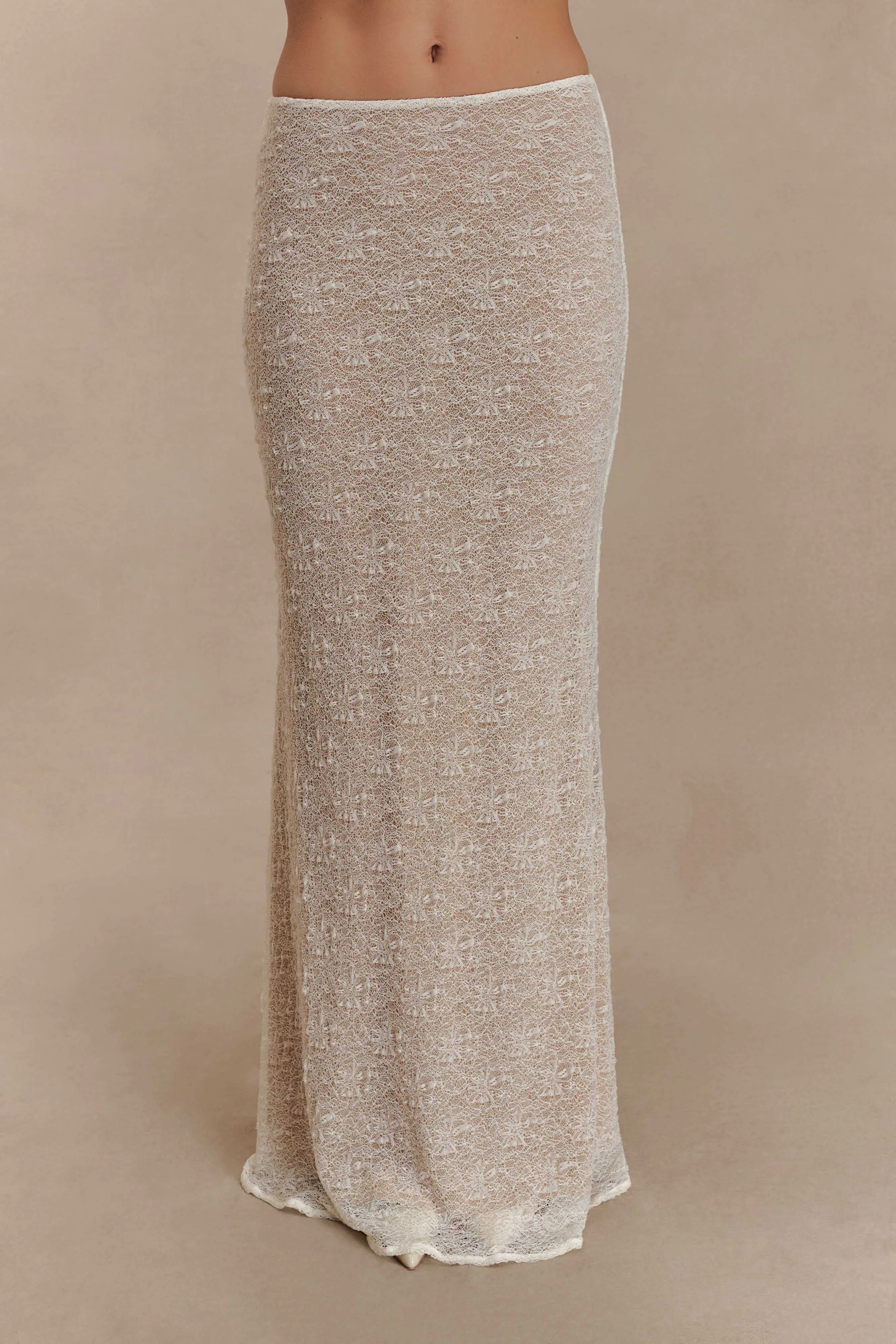 Robyn Sheer Lace Maxi Skirt - Ivory Soft Support