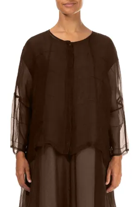 Fit For Travel Detailed Aged Copper Silk Chiffon Jacket