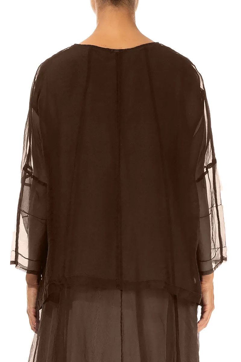 Detailed Aged Copper Silk Chiffon Jacket Snow Block Stylish Outer Layer