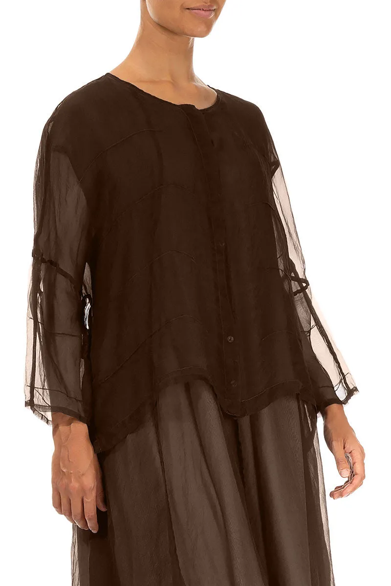 Detailed Aged Copper Silk Chiffon Jacket Noise Reduced Fabric Army Style