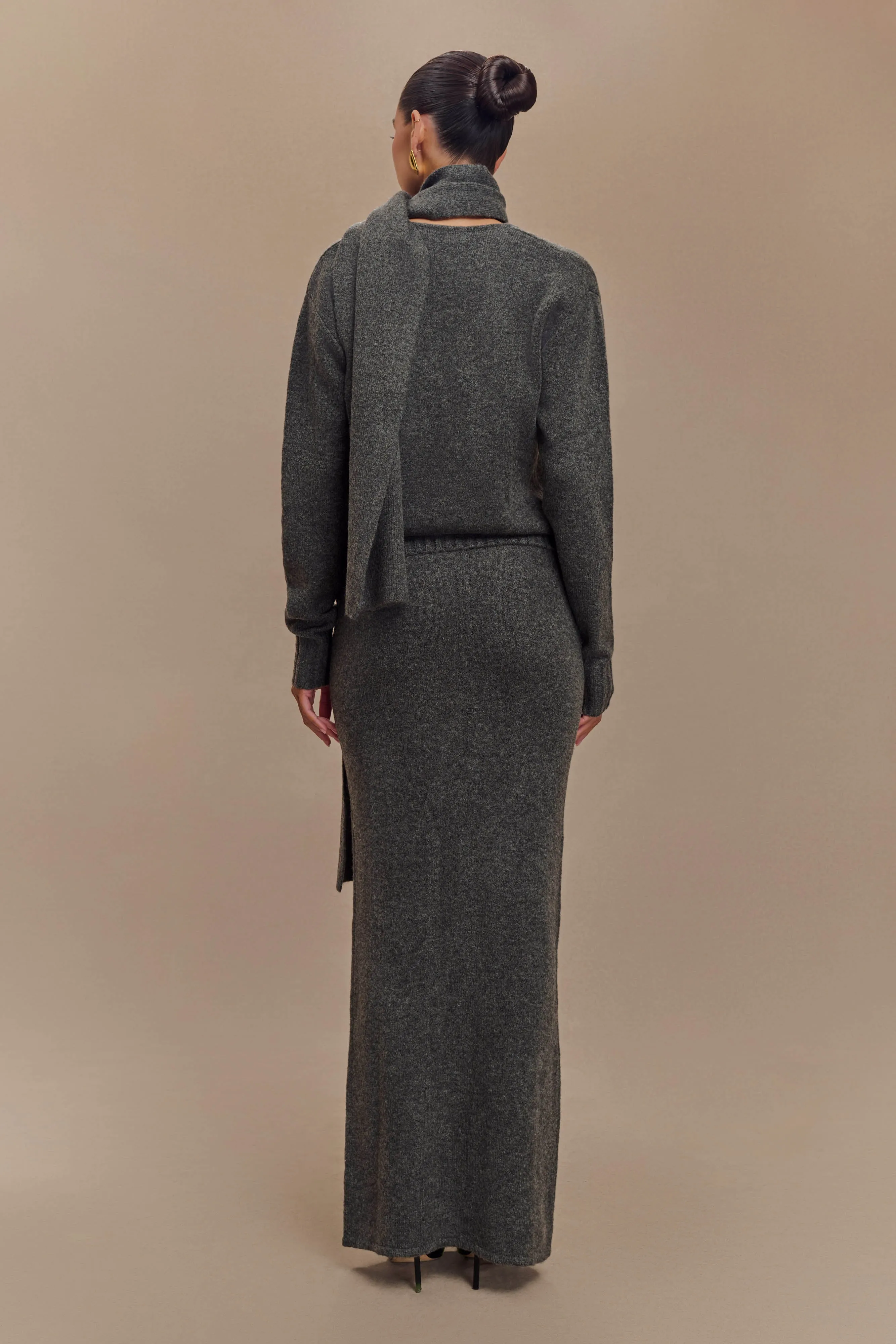 Elise Knit Maxi Skirt - Charcoal Marle Flexible Activewear Layering Piece