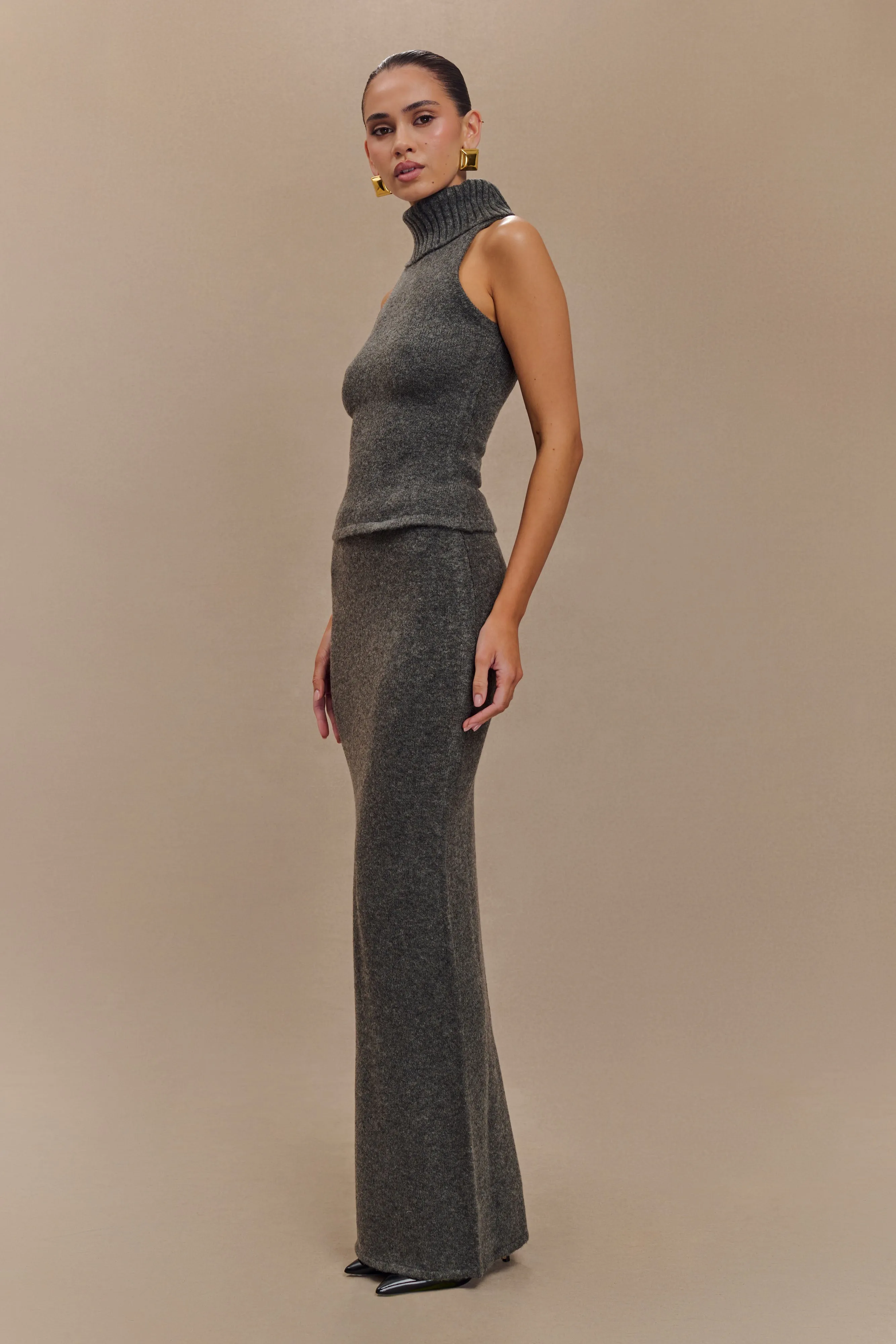 Elise Knit Maxi Skirt - Charcoal Marle Air Flow Compact Storage