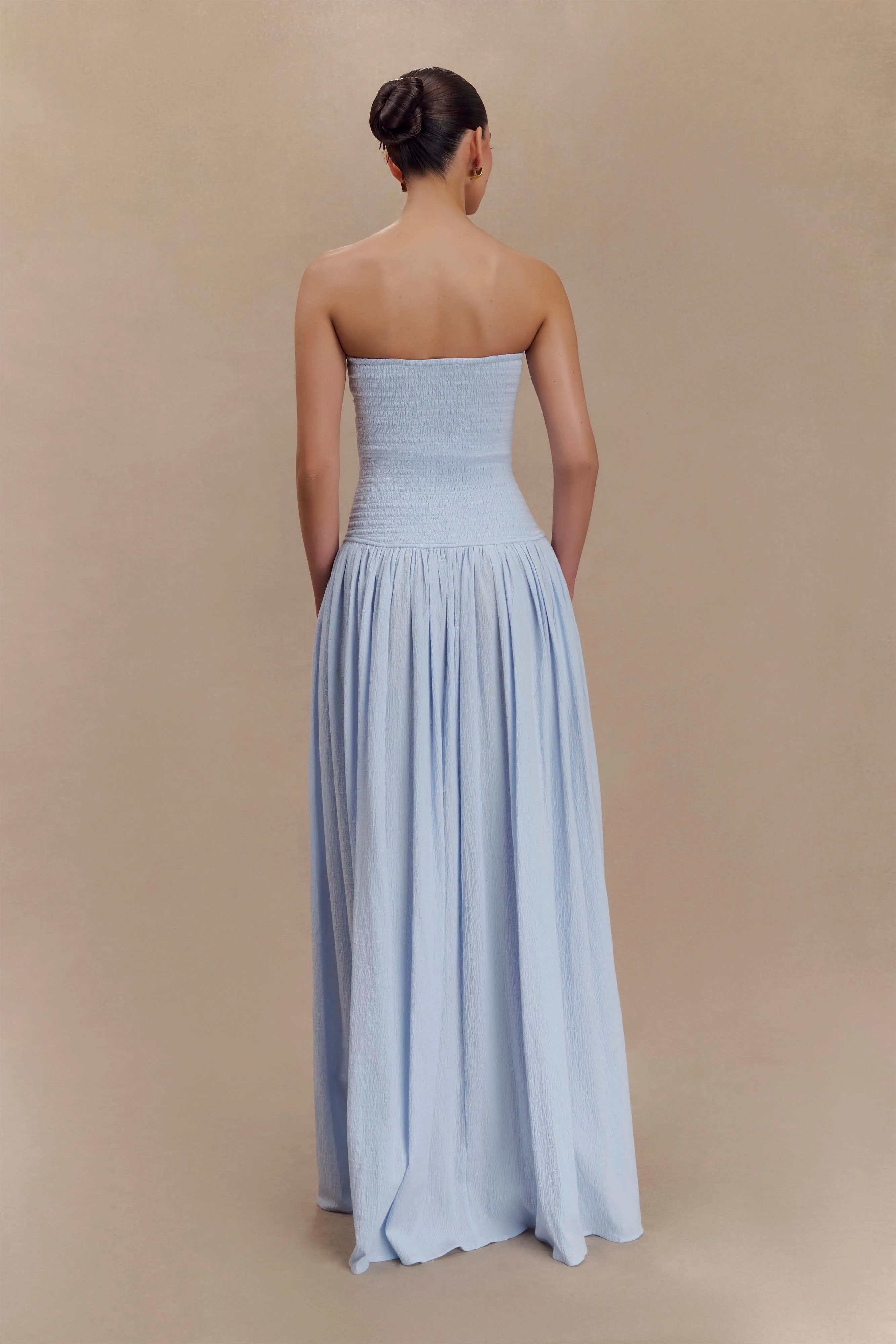Maureen Cotton Shirring Maxi Dress - Powder Blue Light Base Urban Aesthetic