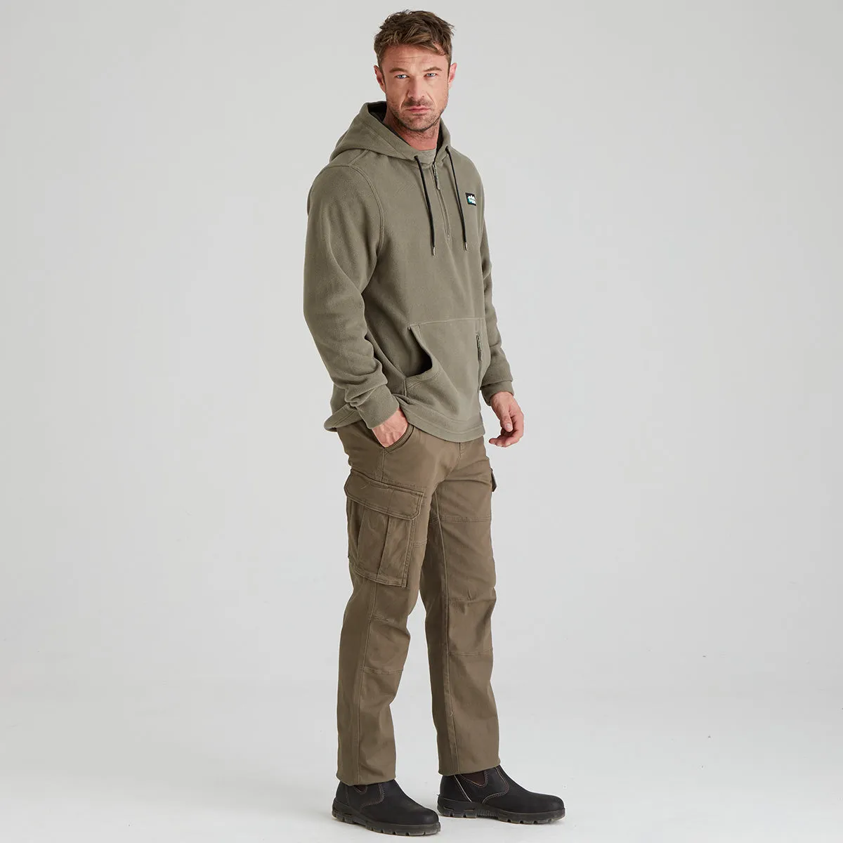 Men's Ballistic Fleece Hoodie Smokey Olive Tencel Blend Fabric Printed T-shirt
