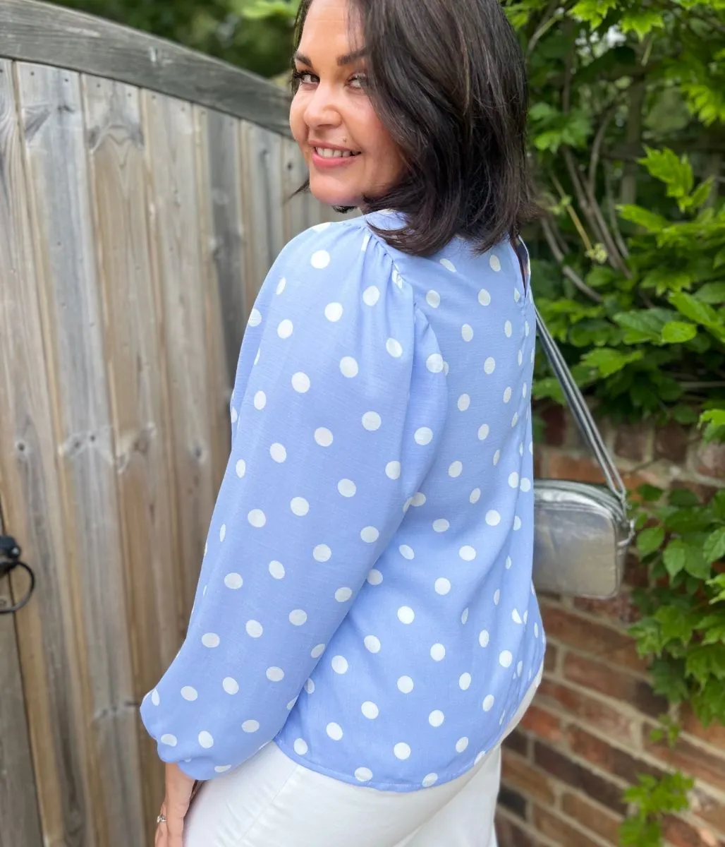 TemperatureRegulatingLining Blue Polka Dot Cotton Blouse
