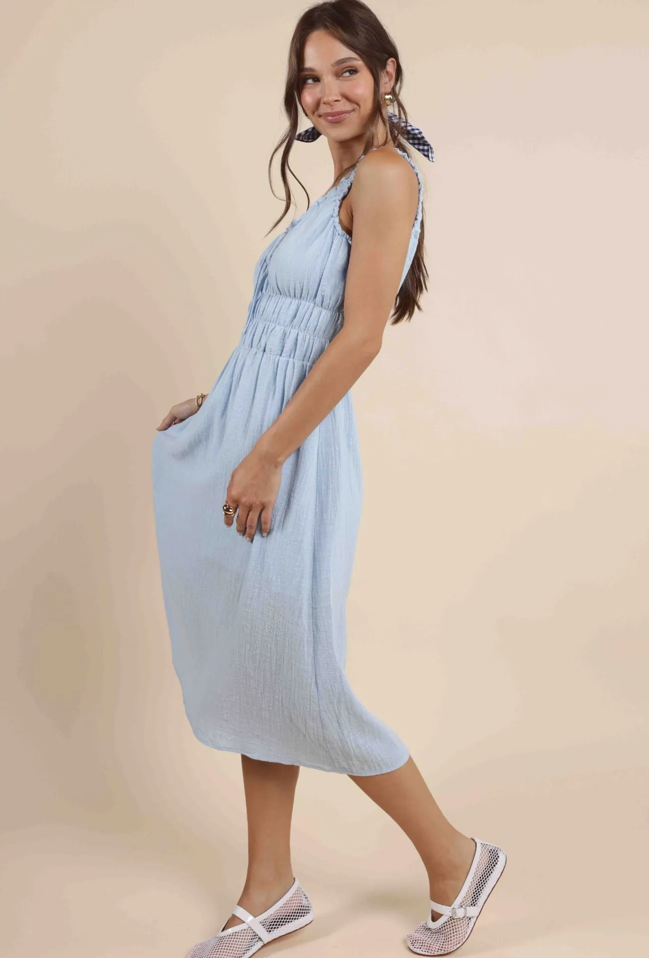 Silky Mood SCRUNCHY DETAILED MIDI DRESS