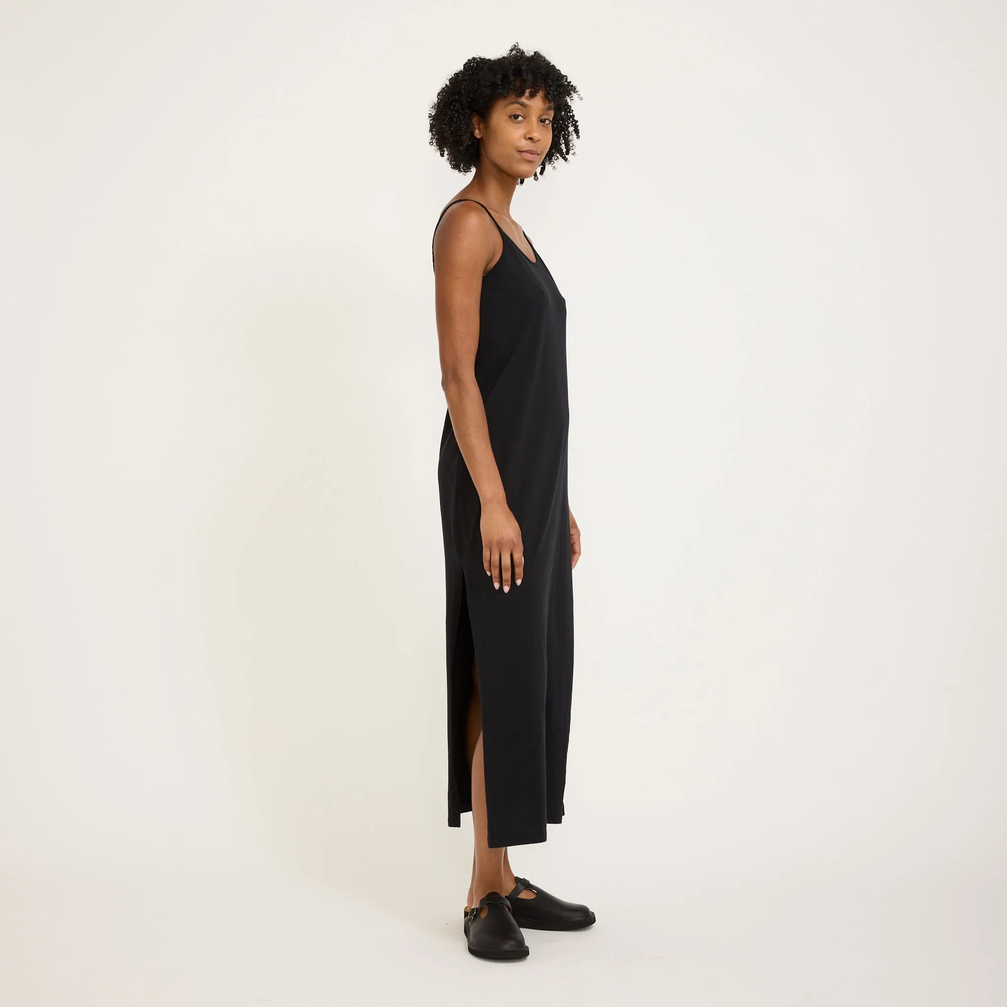 Soft Contour Easy Lovely Slip Boxy Longerline Tank Dress Black