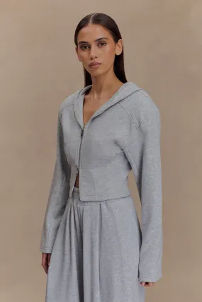 Roll Up Storage Design Noise Reducing Hardware Quinn Zip Up Hoodie - Light Grey Marle