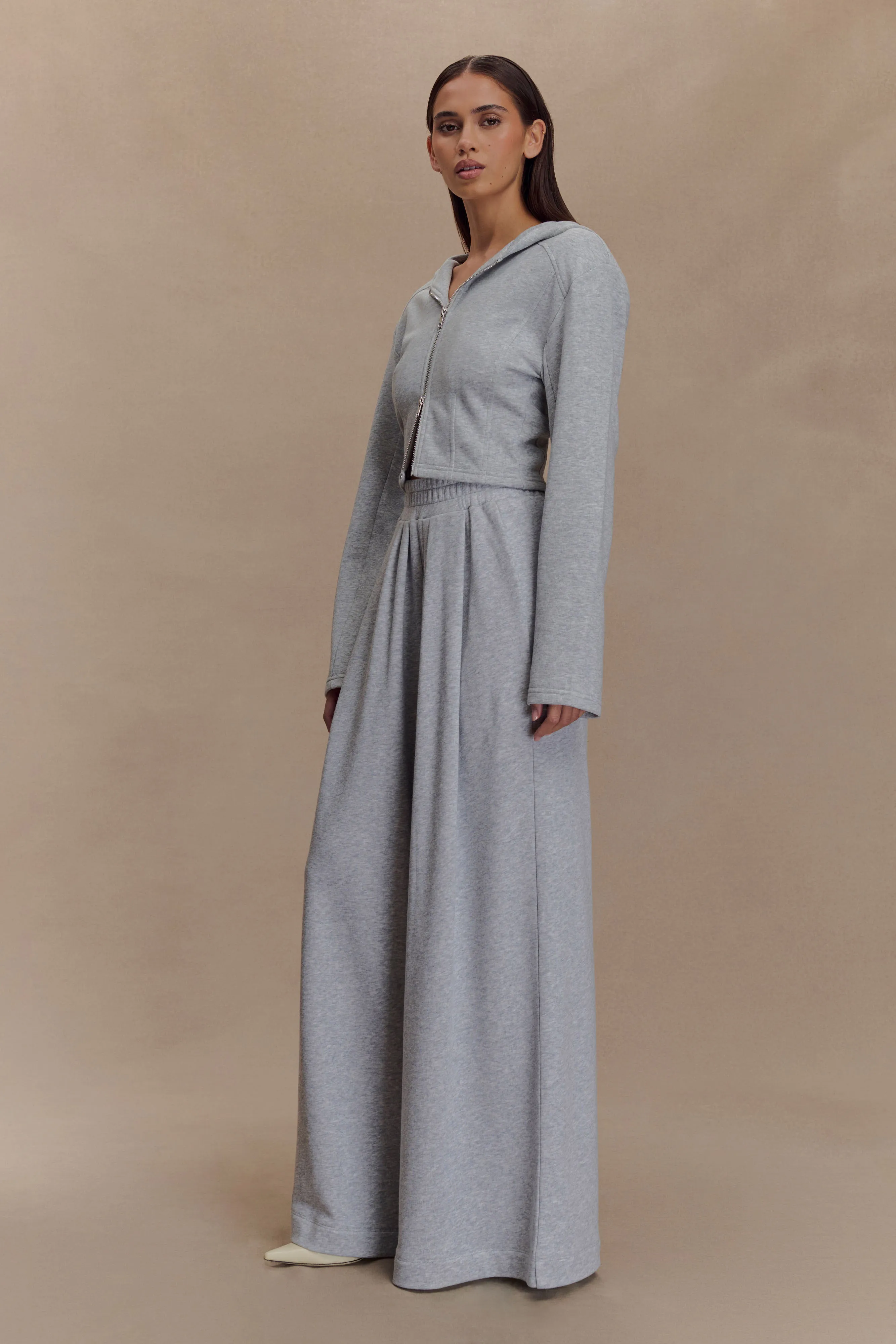 TearResistantOuter Glow In The Dark Trim Quinn Zip Up Hoodie - Light Grey Marle