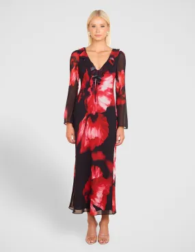Raela Frill Neck Maxi Dress Bridal-Shower Work or Casual