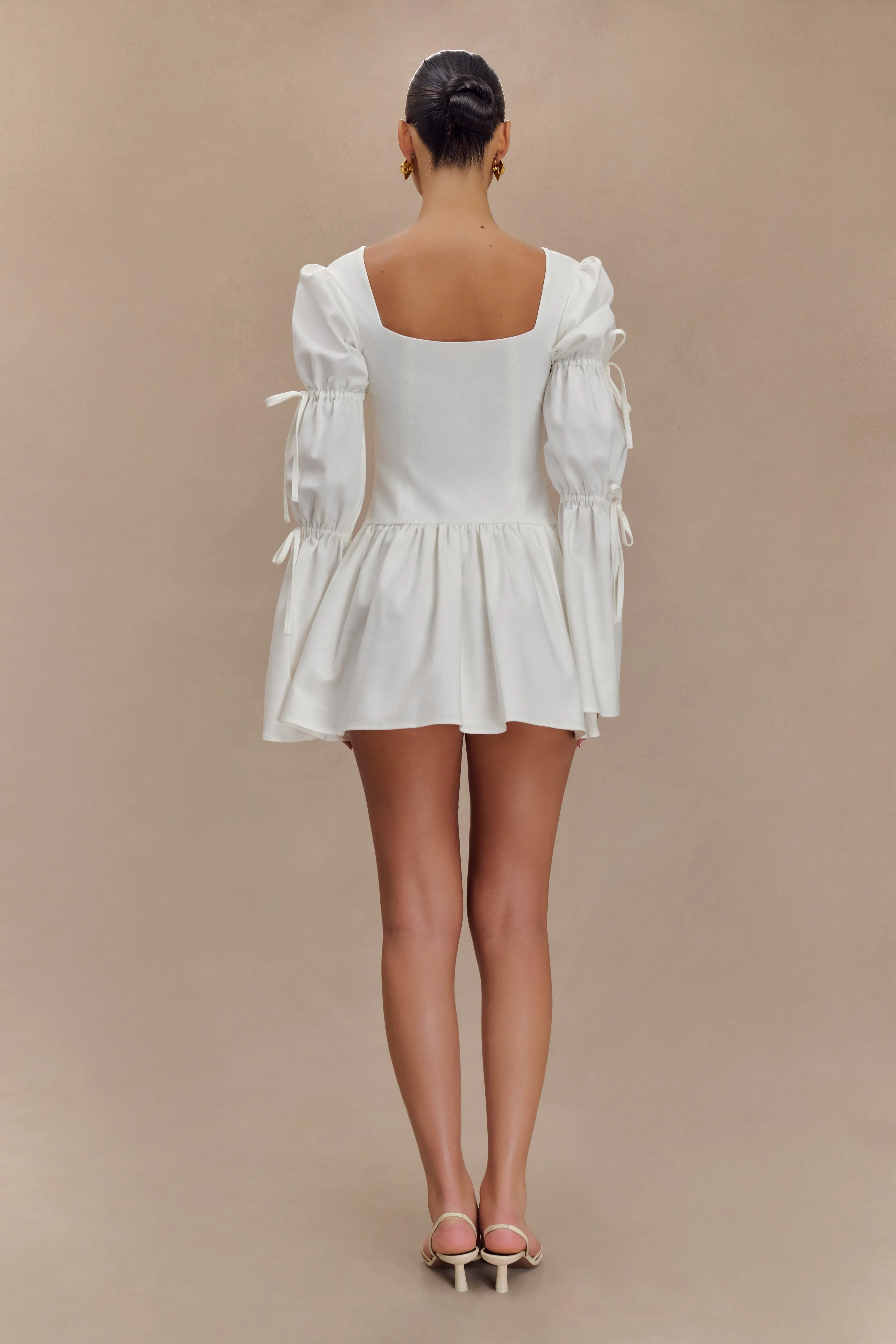Raine Long Sleeve Cotton Mini Dress - White UVProtectiveLayer