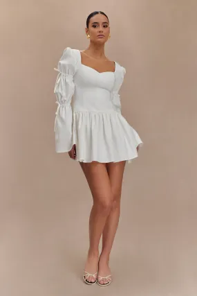 Vibrant Look Raine Long Sleeve Cotton Mini Dress - White