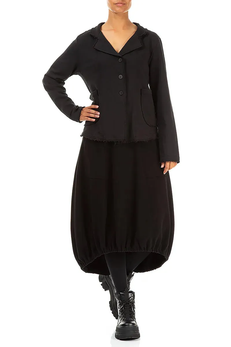 Longer Back Black Cotton Jersey Skirt Outfit Moodset Winter Layering