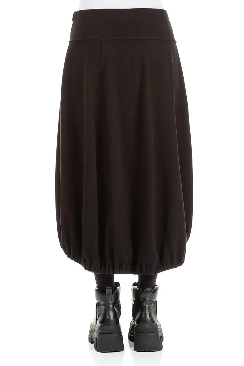 Low Maintenance Fabric Cozy Vibes Longer Back Black Cotton Jersey Skirt