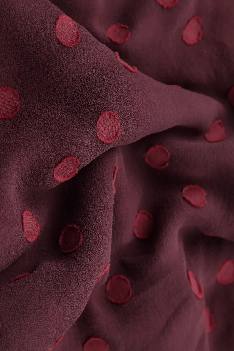 Dotty Open Bordeaux Silk Waterfall Jacket Anti Pilling Textile