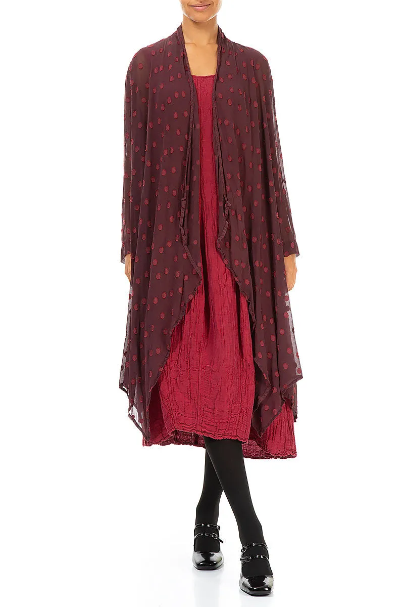 Micro Perforated Panels Cool Season Dotty Open Bordeaux Silk Waterfall Jacket