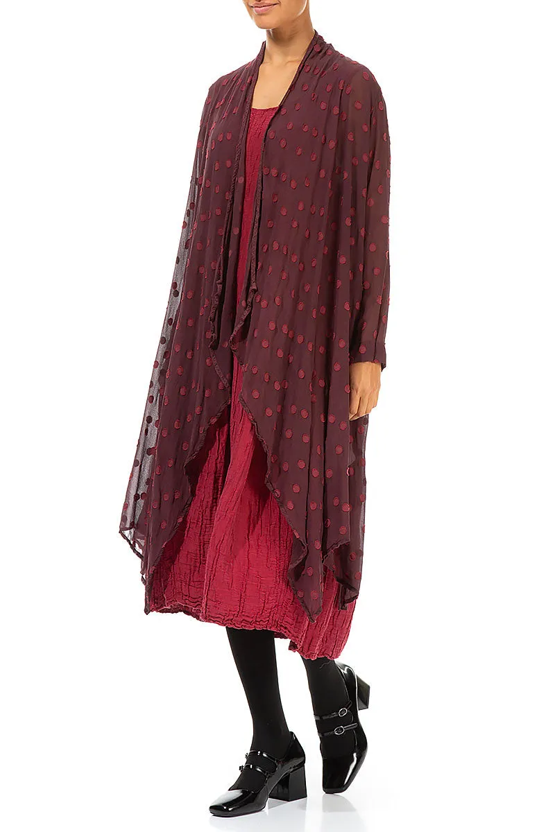 Dotty Open Bordeaux Silk Waterfall Jacket Weekend Style Smart Weather Style