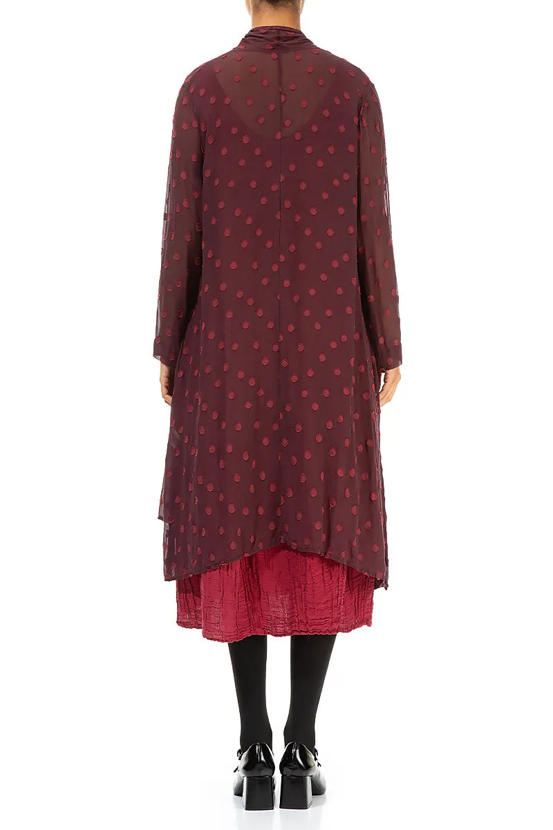 Dotty Open Bordeaux Silk Waterfall Jacket Durable Outer Shell