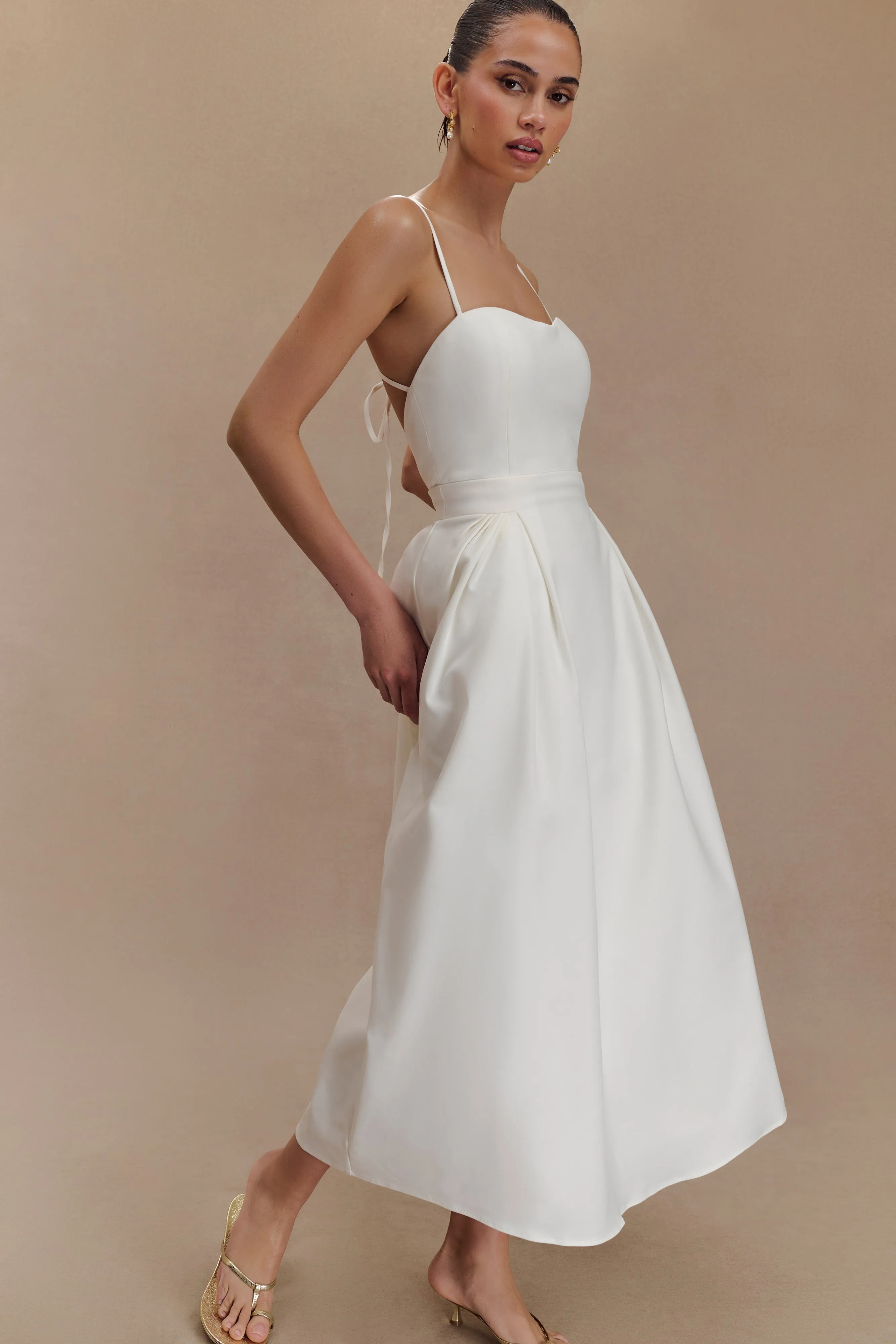 Cool Simplicity Rebecca Cotton Midi Dress - White