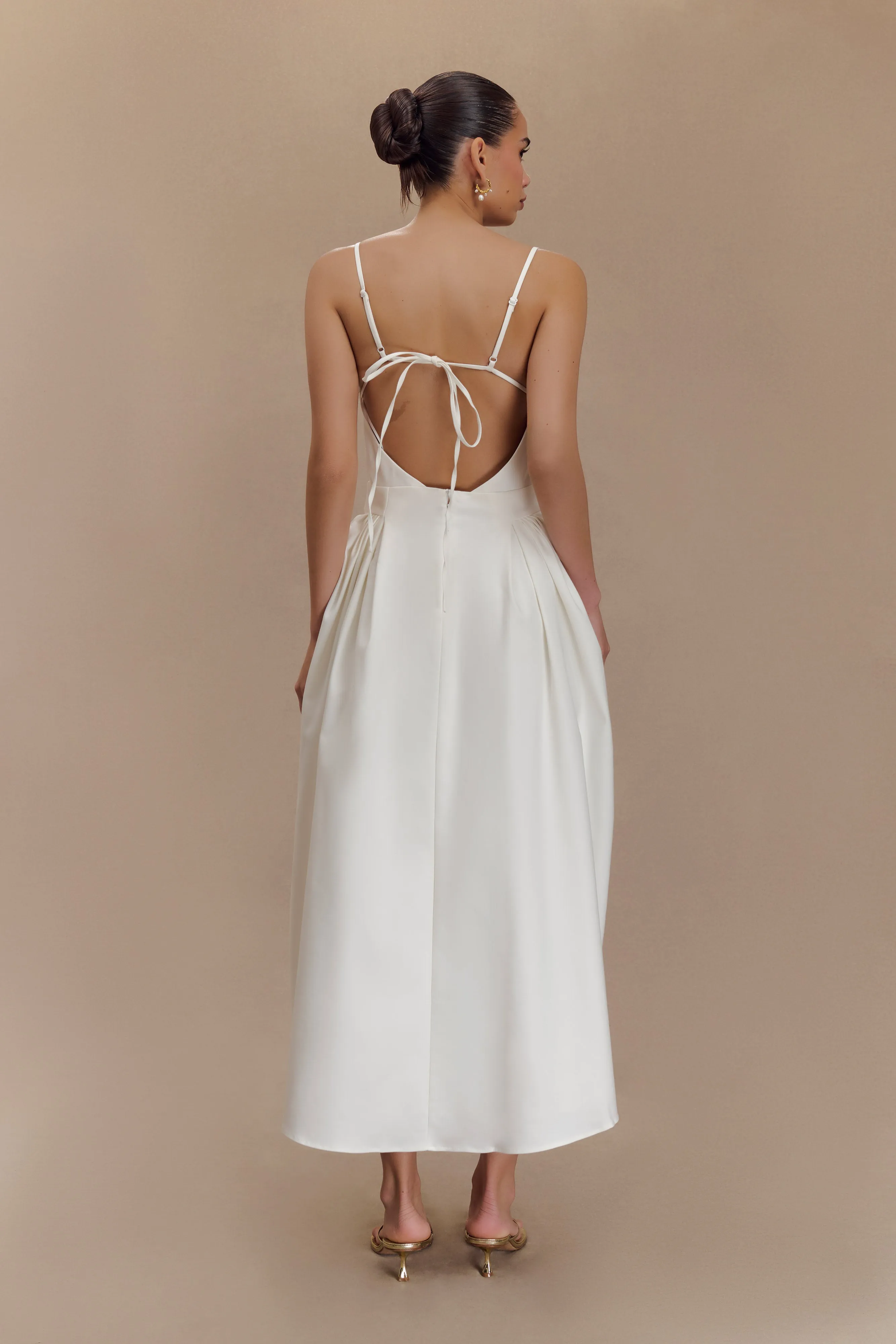 Smart and Stylish Rebecca Cotton Midi Dress - White