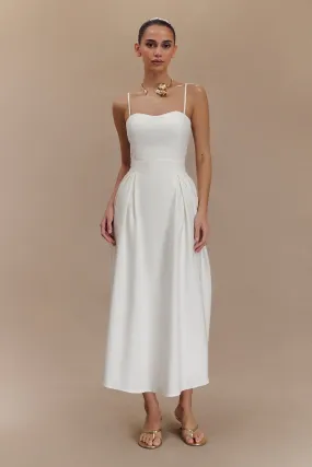 Classic Layer Sophisticated Touch Rebecca Cotton Midi Dress - White