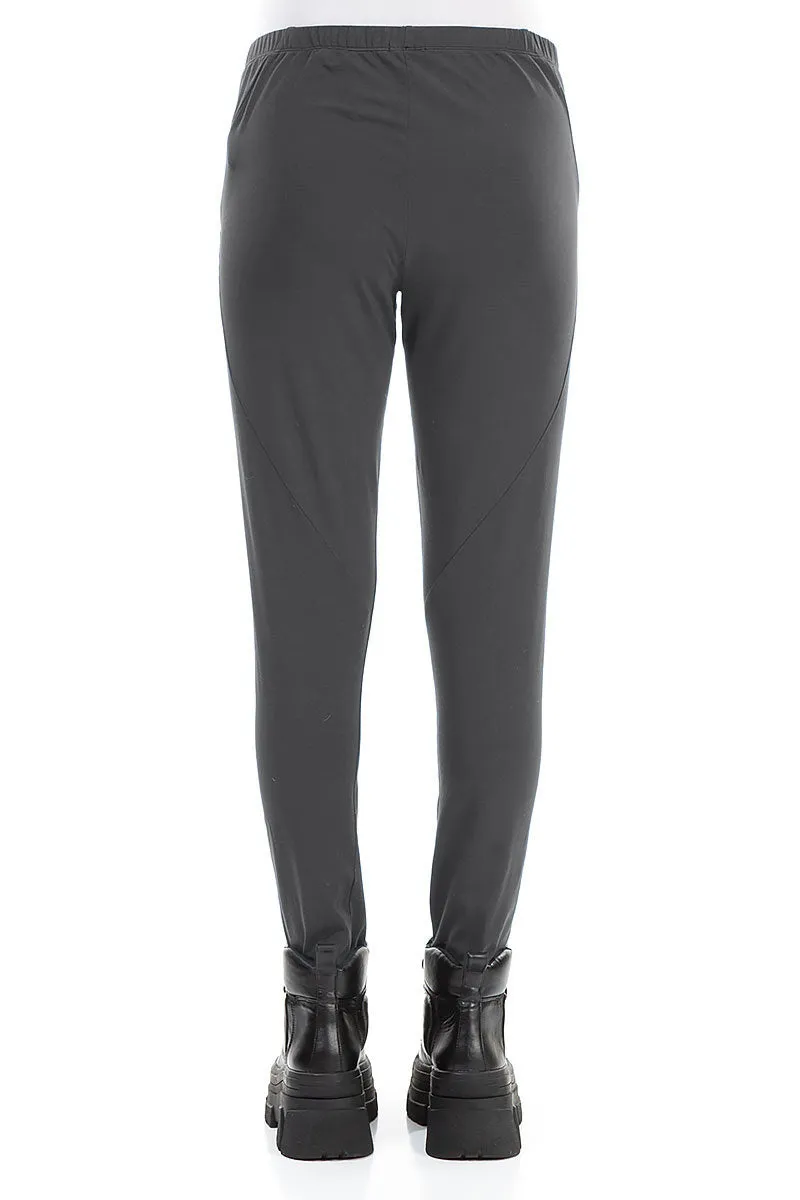 Practical Look Cuffed hem Graphite Cotton Leggings
