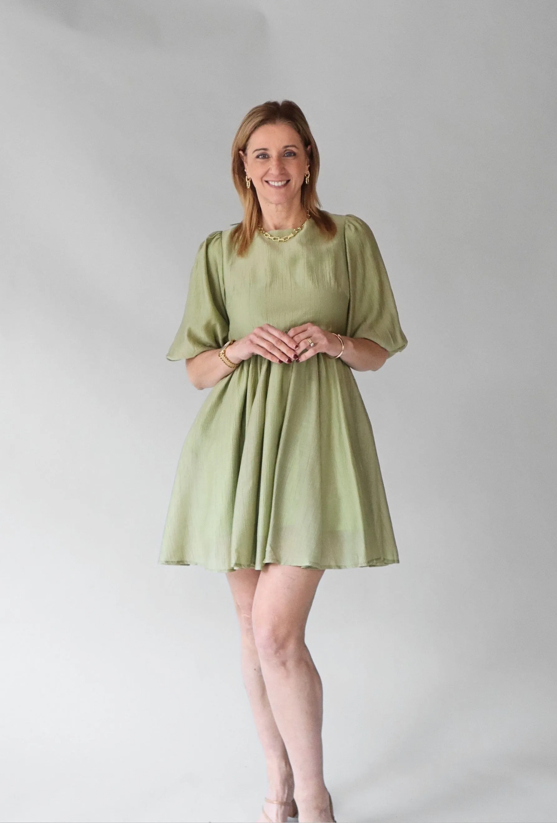 Cozy Flex Cool Finish MOSS PUFF SLEEVE DRESS