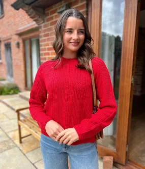 Red Cotton Blend Textured Jumper Lightweight Wear Winter Fashion